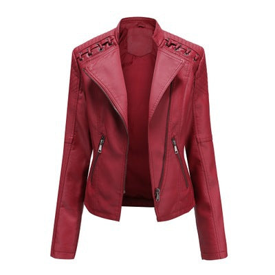 Women's Leather Jackets Women's Short Jackets Slim Thin Leather Jackets Ladies Motorcycle Suits Strattosolve Incorprate