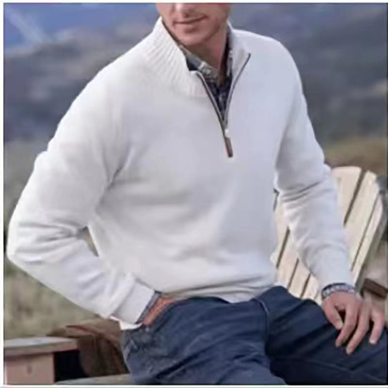 Men's Pullover Sweater Fashion Zipper Stand Collar