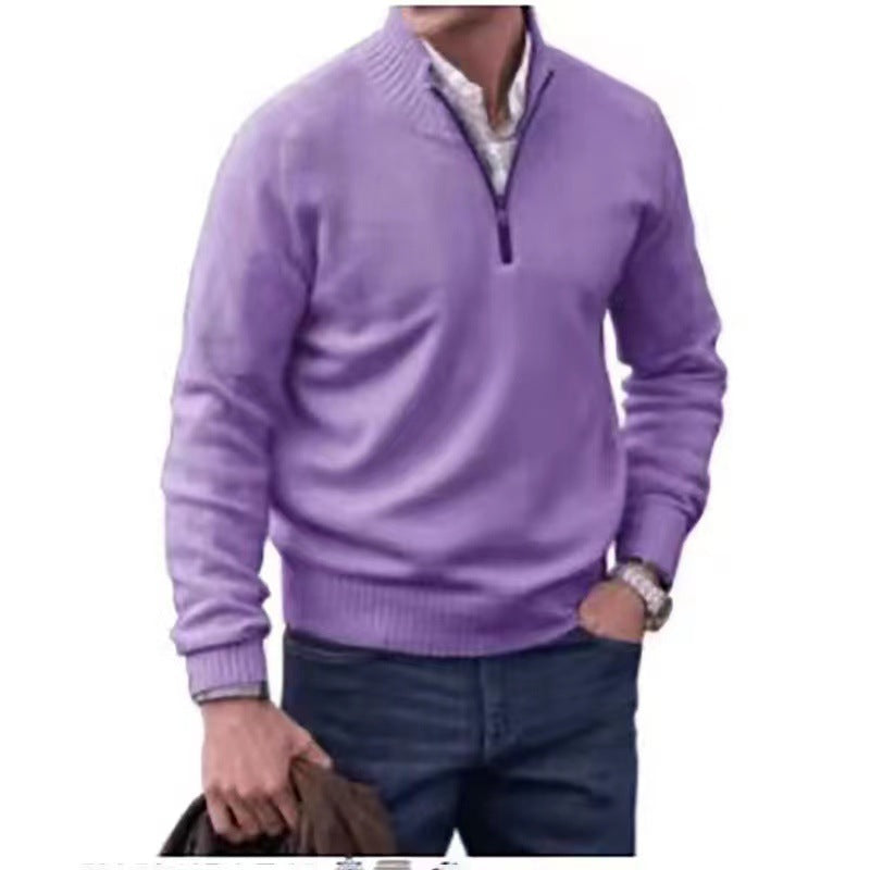 Men's Pullover Sweater Fashion Zipper Stand Collar