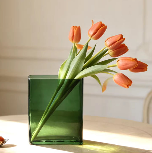 Rectangular Glass Vase For Books Tulips And Hydroponic Arrangementsdecorative Centerpiece Vantier & Co Atelier