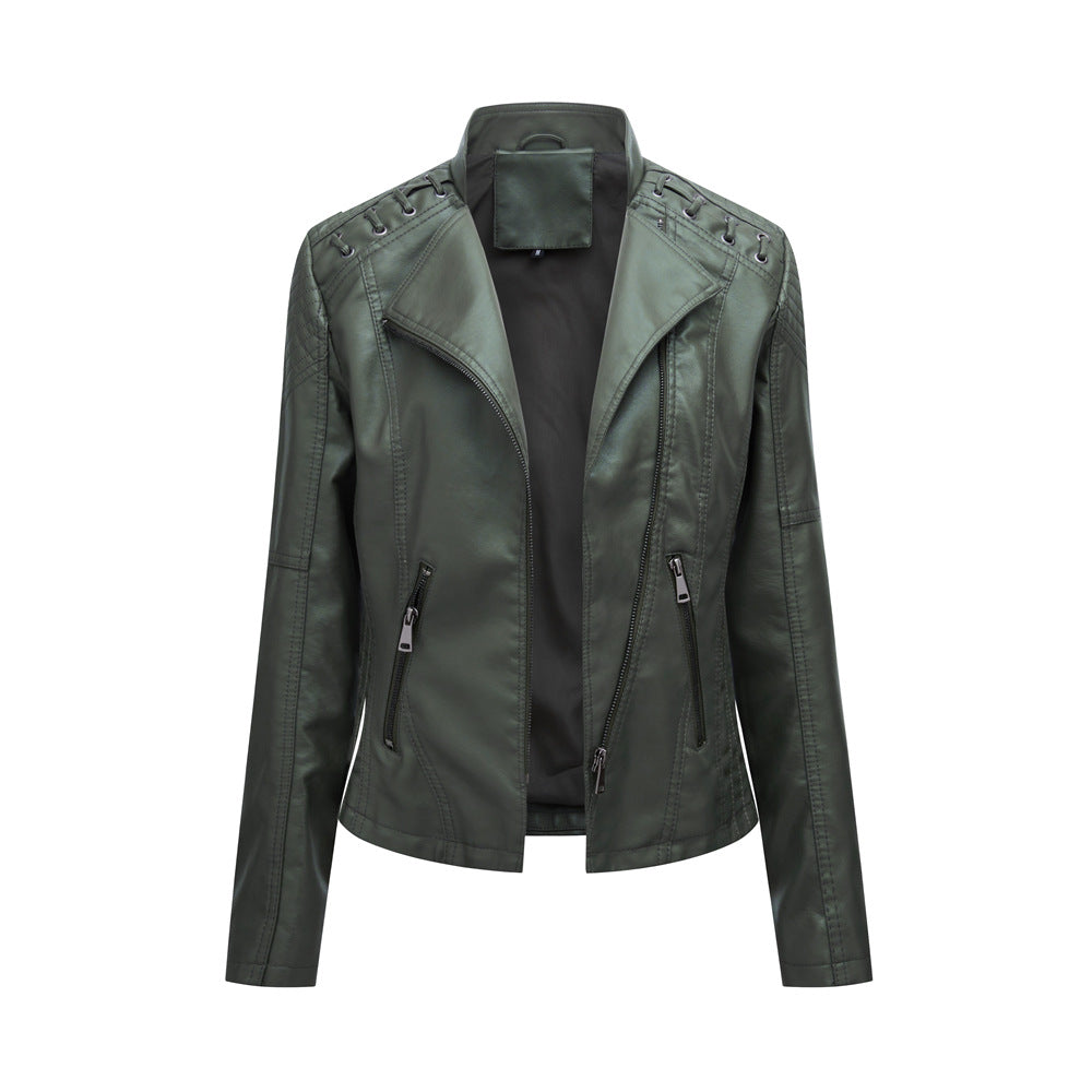 Women's Leather Jackets Women's Short Jackets Slim Thin Leather Jackets Ladies Motorcycle Suits Strattosolve Incorprate
