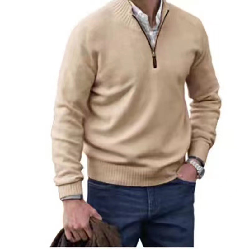 Men's Pullover Sweater Fashion Zipper Stand Collar