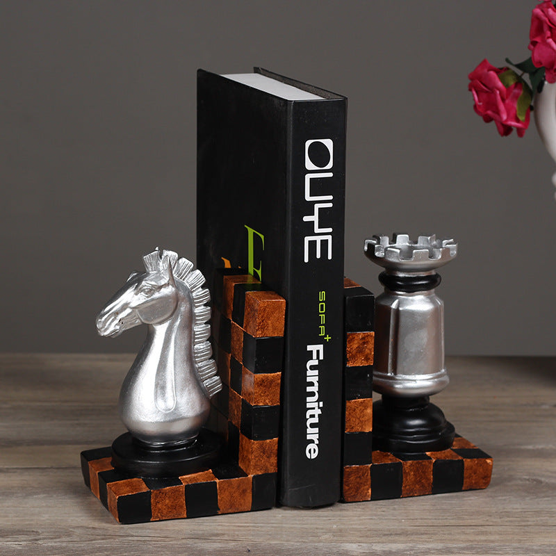 European-style Resin Crafts Books Rely On Chess Bookends Bookends Vantier & Co Atelier
