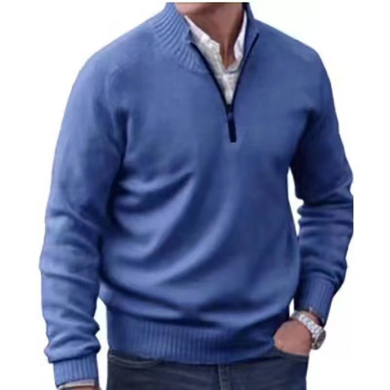 Men's Pullover Sweater Fashion Zipper Stand Collar