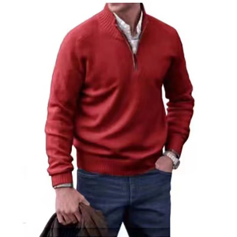 Men's Pullover Sweater Fashion Zipper Stand Collar