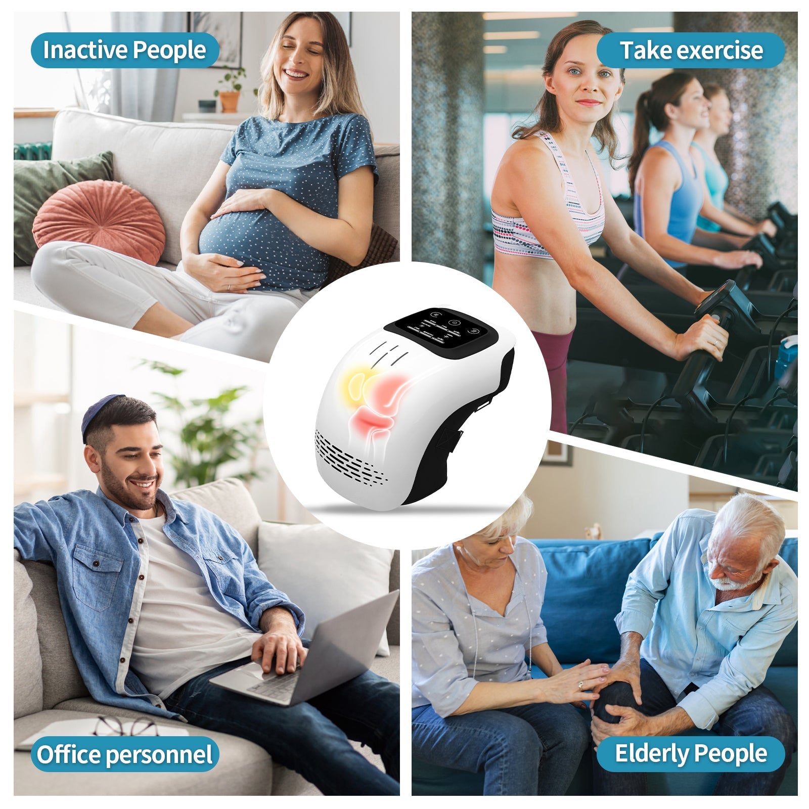 Intelligent Home Use Electric Intelligent Kneading Heating Knee Massager Rechargeable Pain Relief Infrared Laser Vibration Knee Massager Strattosolve Incorprate