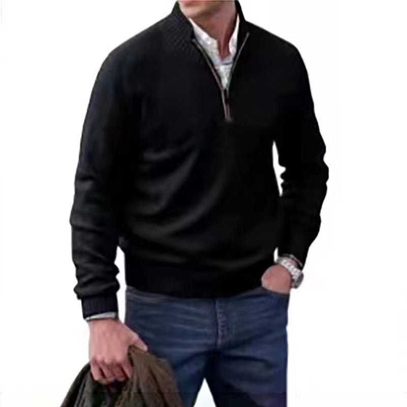 Men's Pullover Sweater Fashion Zipper Stand Collar