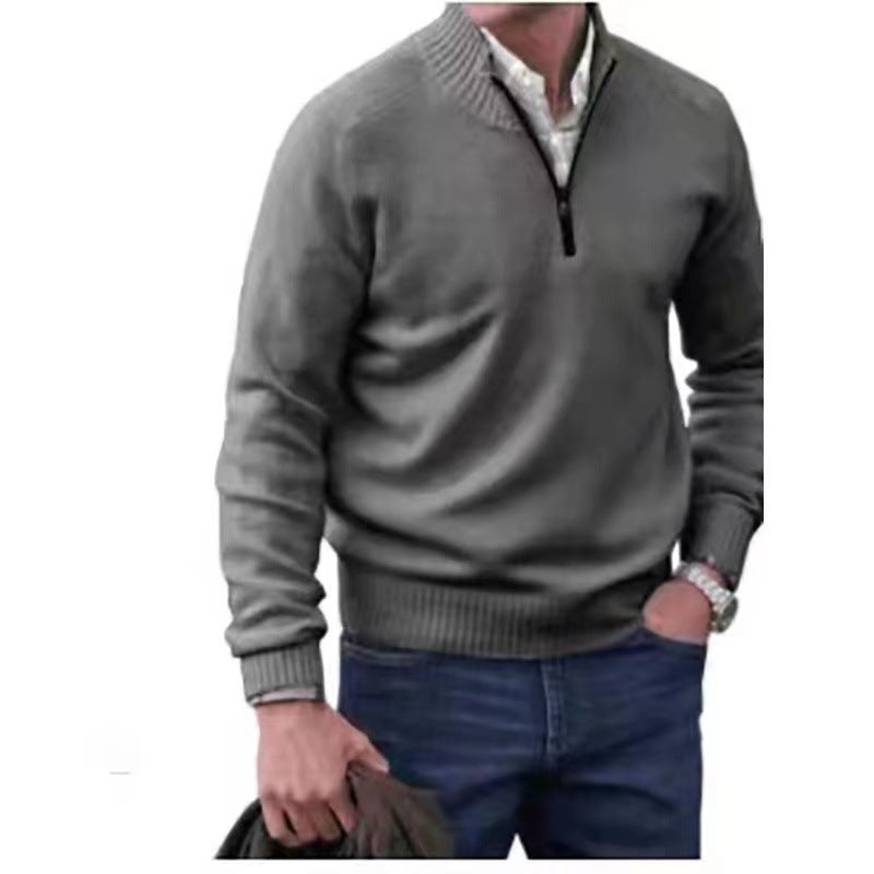 Men's Pullover Sweater Fashion Zipper Stand Collar