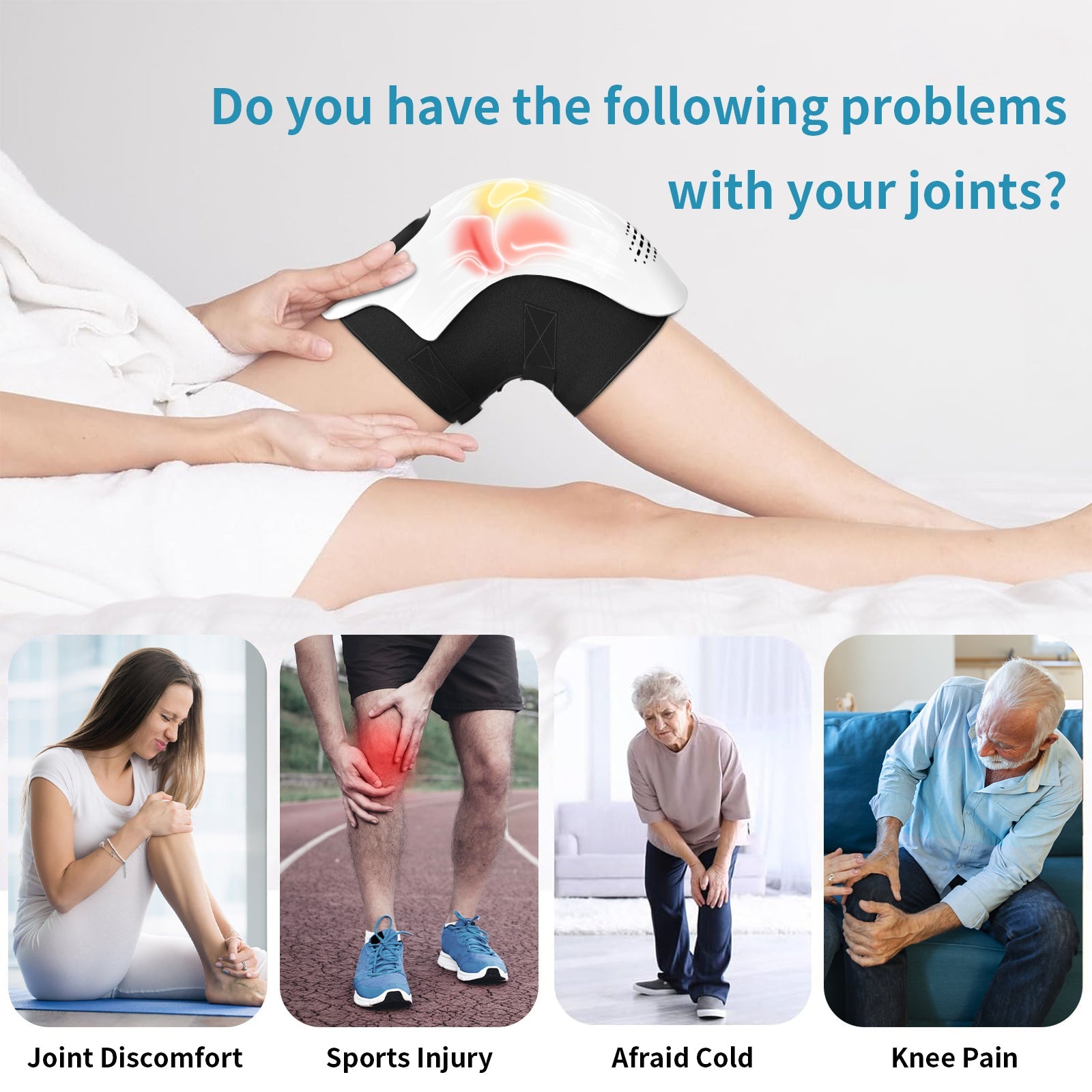 Intelligent Home Use Electric Intelligent Kneading Heating Knee Massager Rechargeable Pain Relief Infrared Laser Vibration Knee Massager Strattosolve Incorprate