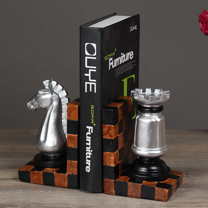 European-style Resin Crafts Books Rely On Chess Bookends Bookends Vantier & Co Atelier